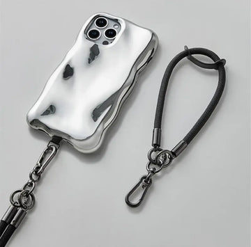 Luxury 3d pleated plated Bubbles style iPhone case with hand rope